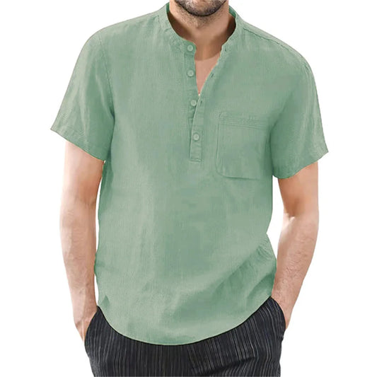 Men's Cotton Linen T-Shirt - Breathable Summer Casual Wear