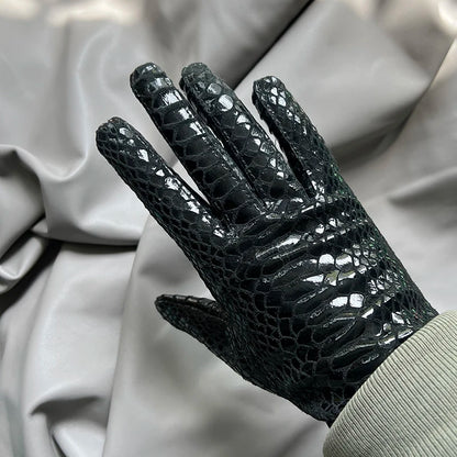Guantes elegantes de piel de cordero con forro fino para mujer - Piel de oveja auténtica
