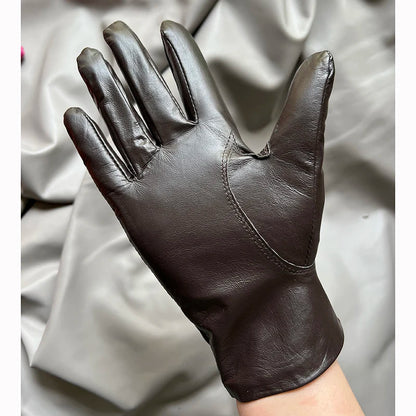 Guantes elegantes de piel de cordero con forro fino para mujer - Piel de oveja auténtica