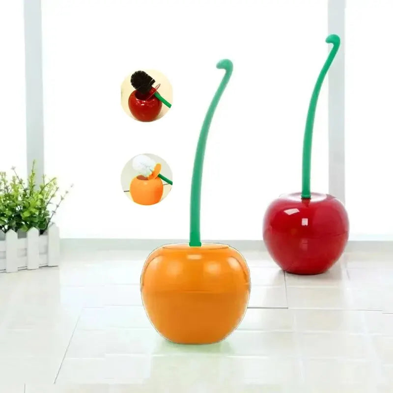 Cherry Shape Toilet Brush Set - Creative Bathroom Accessories