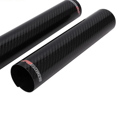Two black carbon fiber tubes with '5X Racing' branding on a white background.