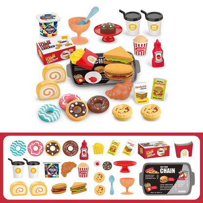 Pretend Play Kitchen Food Toy Set - Barbecue Pizza Sushi Playset - Bascora