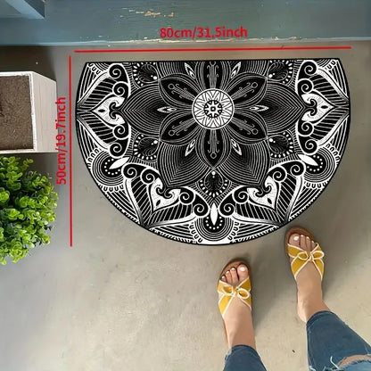 Crystal Velvet Boho Half Round Carpet - Non-Slip Door Rug - Bascora