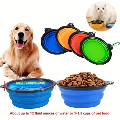 Portable Collapsible Pet Bowl - Silicone Travel Food & Water Bowl - Bascora