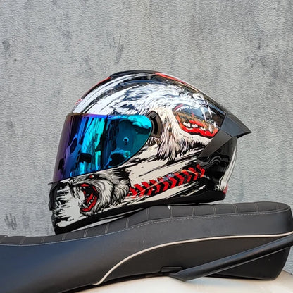 Full Face Racing Motorcycle Helmet - Winter Warm Double Visor - Bascora