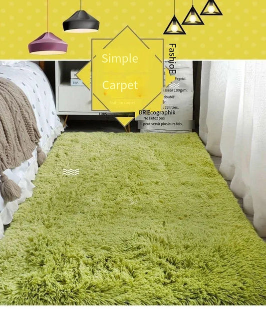 Silk Wool Solid Color Rug - Luxury Non-Slip Washable Mat