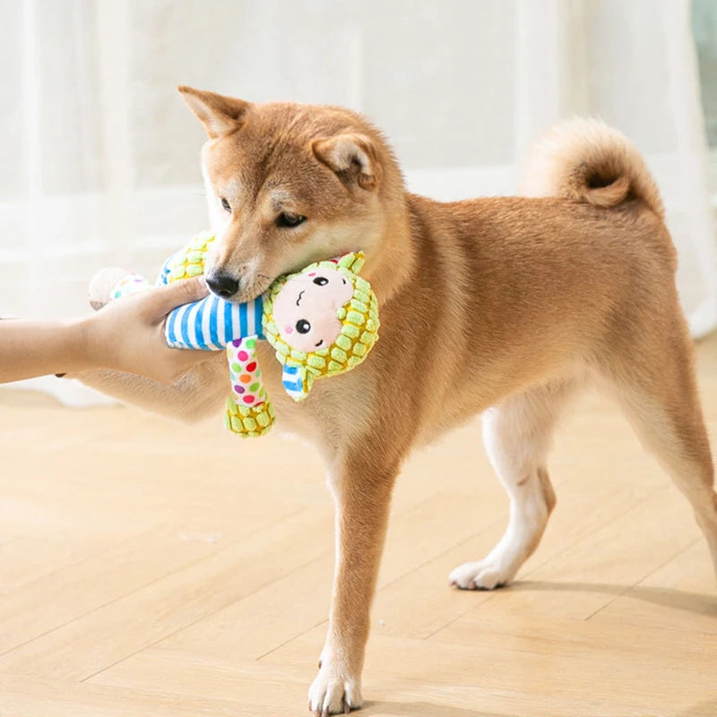Jouet en peluche pour animaux de compagnie - Jouet interactif couineur pour animaux avec nettoyage des dents