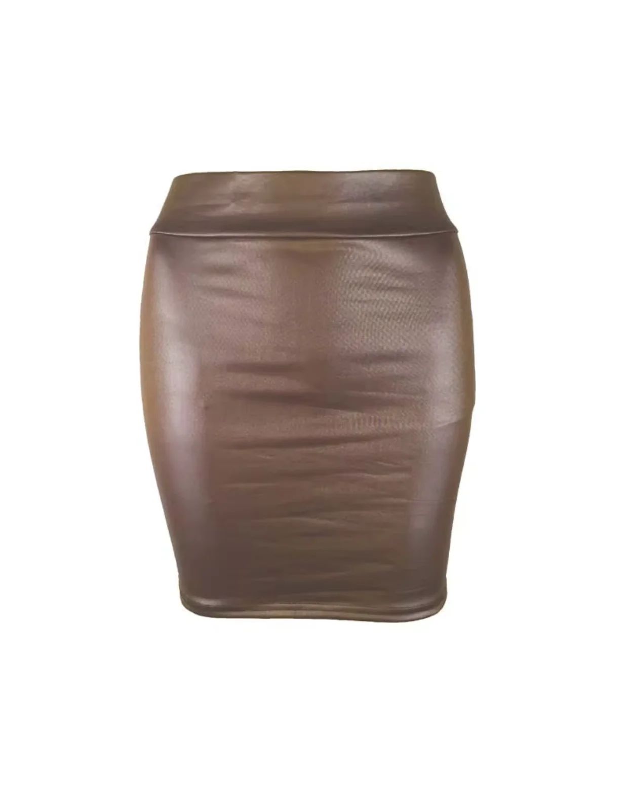Leather Look Mini Skirt - High Waist PU Fashion Skirt