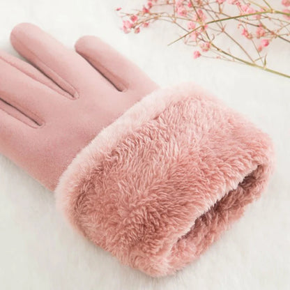 Guantes de invierno de ante para mujer con pantalla táctil - Forro de terciopelo cálido