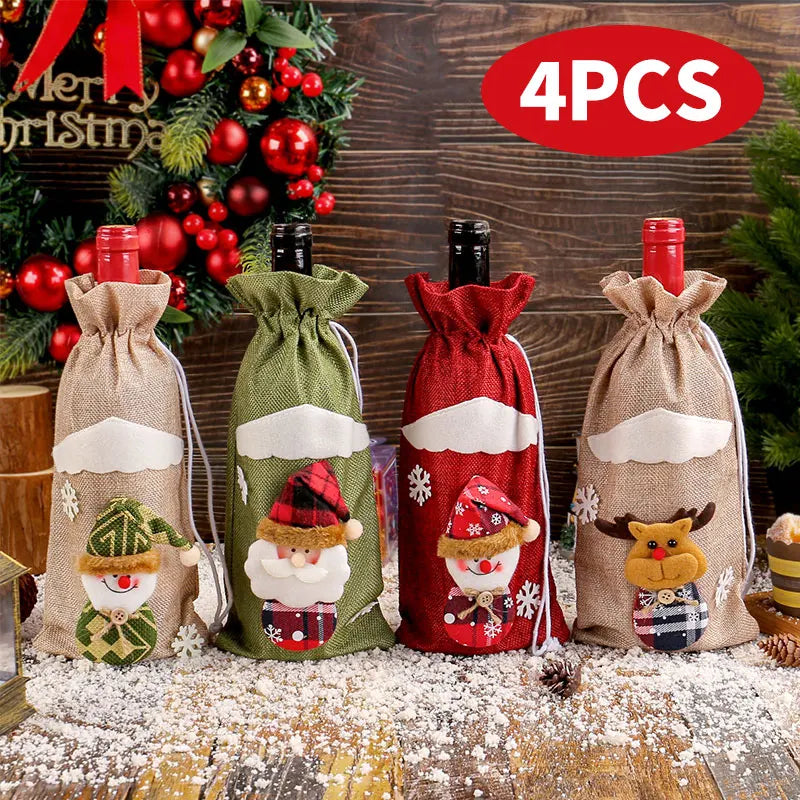 Christmas Cutlery Holder Bag - Santa Hat Fork Knife Sleeves