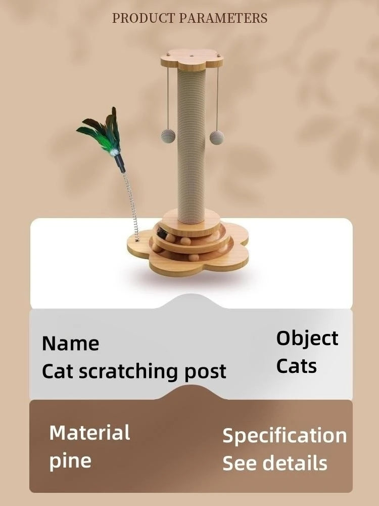 Plateau tournant en bois massif pour chat – Griffoir durable | Balles et bâtons