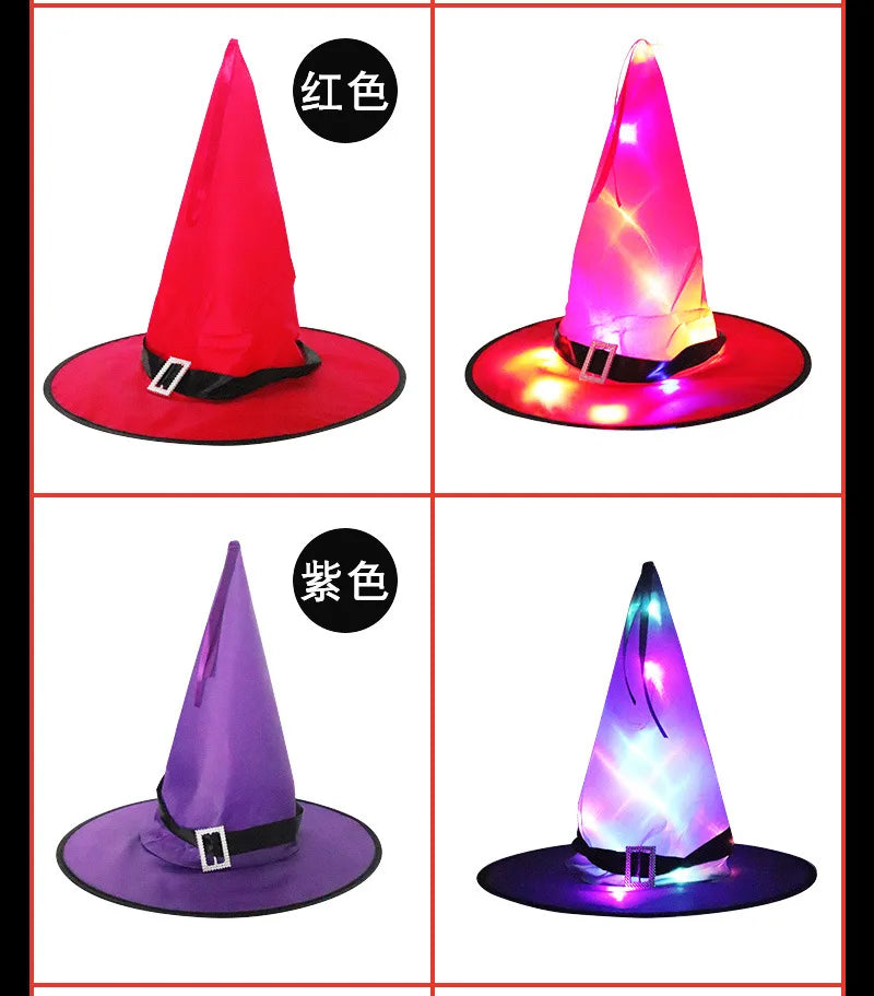 LED Halloween Witch Hat - Flashing Light Starry Sky Decoration