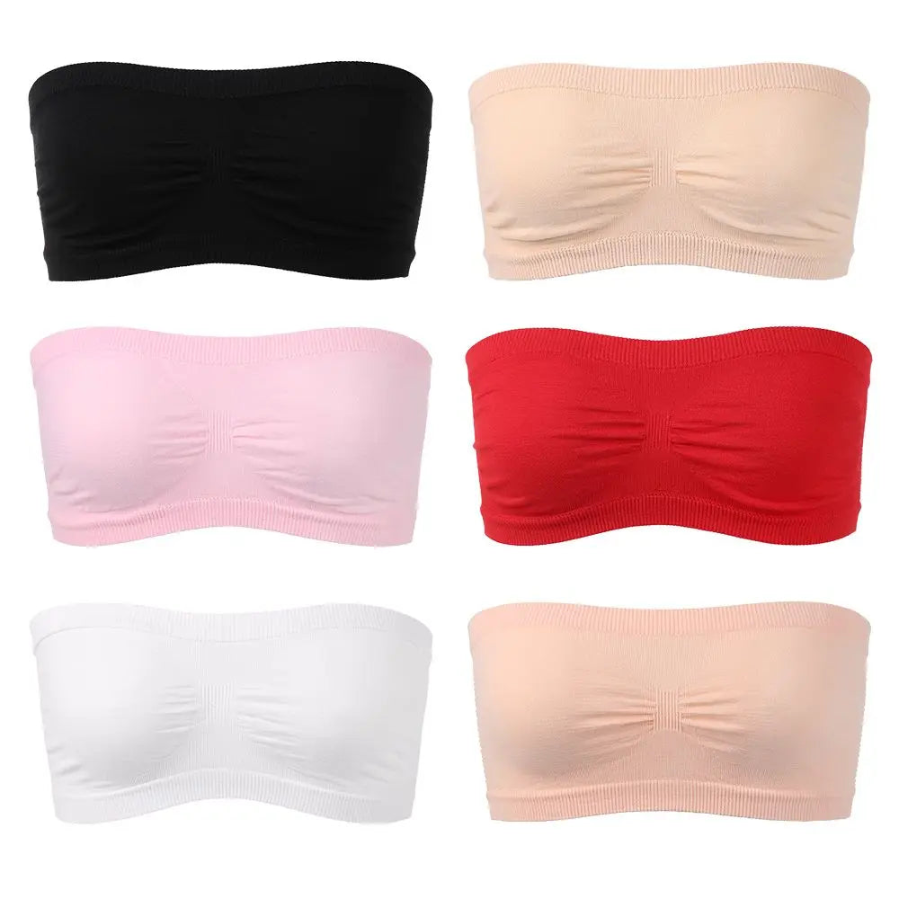 Women's High Elastic Sports Bra - Seamless Strapless Tube Top
