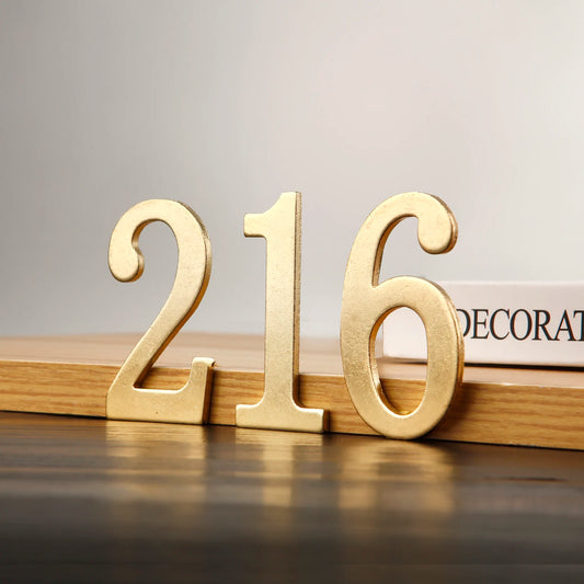 Golden Metal Door Numbers with Magnets - 7x4cm Address Labels