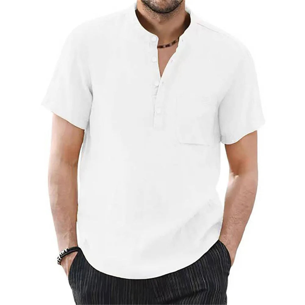 Men's Cotton Linen T-Shirt - Breathable Summer Casual Wear