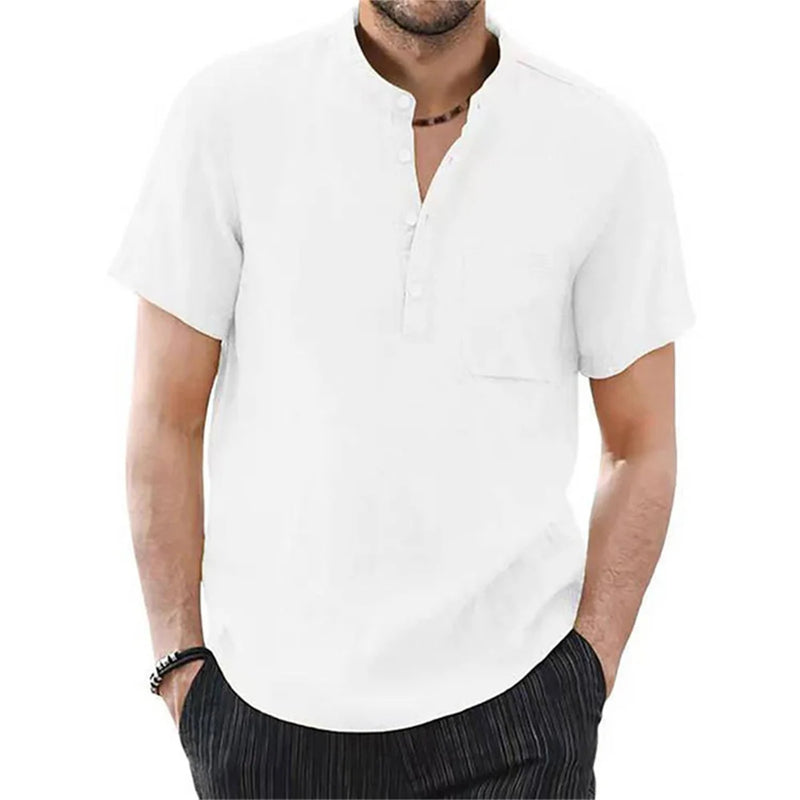 Men's Cotton Linen T-Shirt - Breathable Summer Casual Wear - Bascora
