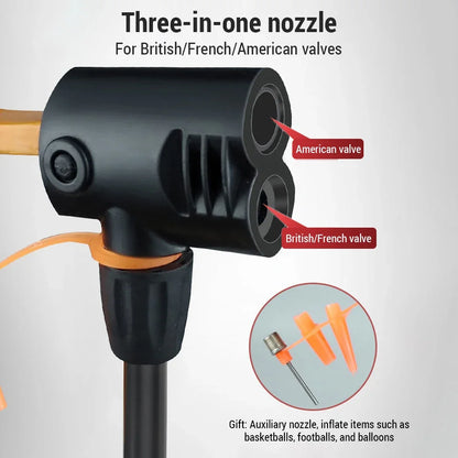 Bike Pump with Gauge - 160PSI Multi-Functional Inflator - Bascora