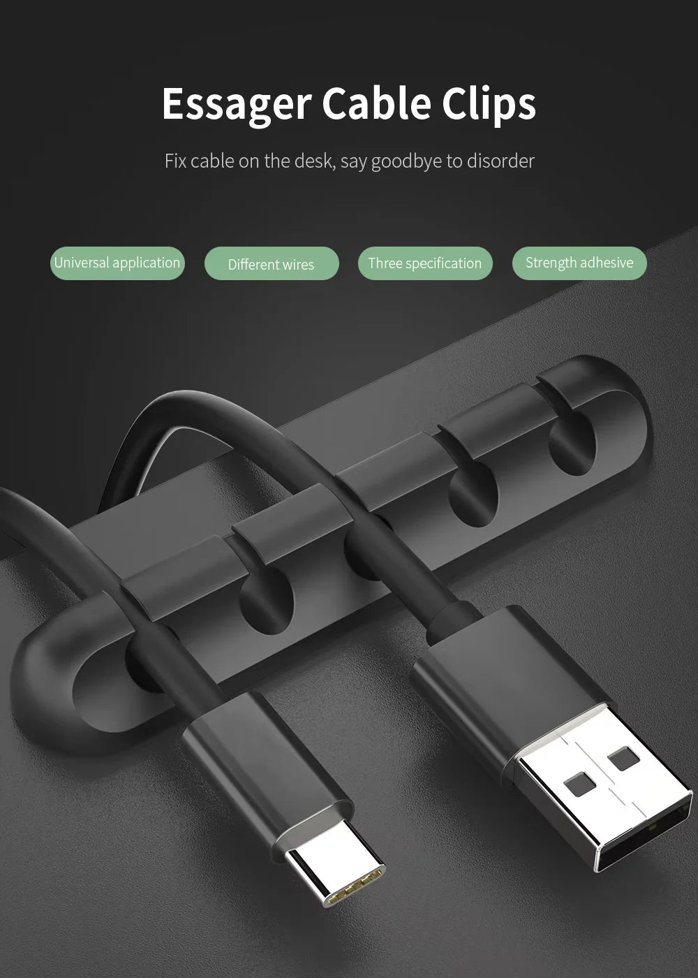 Organisateur de câbles USB et clips de gestion des fils
