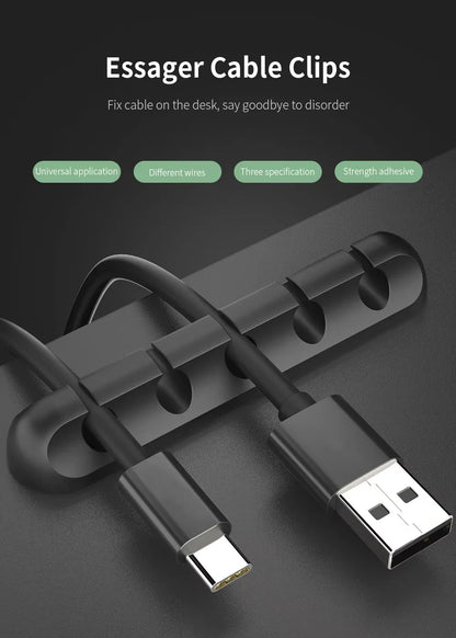 USB Cable Organiser & Wire Management Clips - Bascora