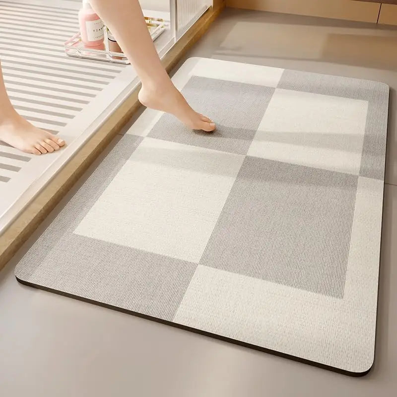 Tapis de bain en terre de diatomées bleu marine - Séchage rapide et super absorbant