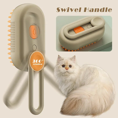 3-in-1 Steam Cat Brush - Grooming, Massage & Hair Removal Tool - Bascora