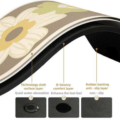 Small Daisy Diatomaceous Earth Mat - Hand Washable Multi-Use - Bascora