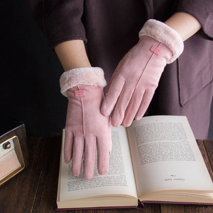 Guantes de invierno de ante para mujer con pantalla táctil - Forro de terciopelo cálido