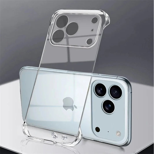 Clear phone case on an Apple device with a gray background
