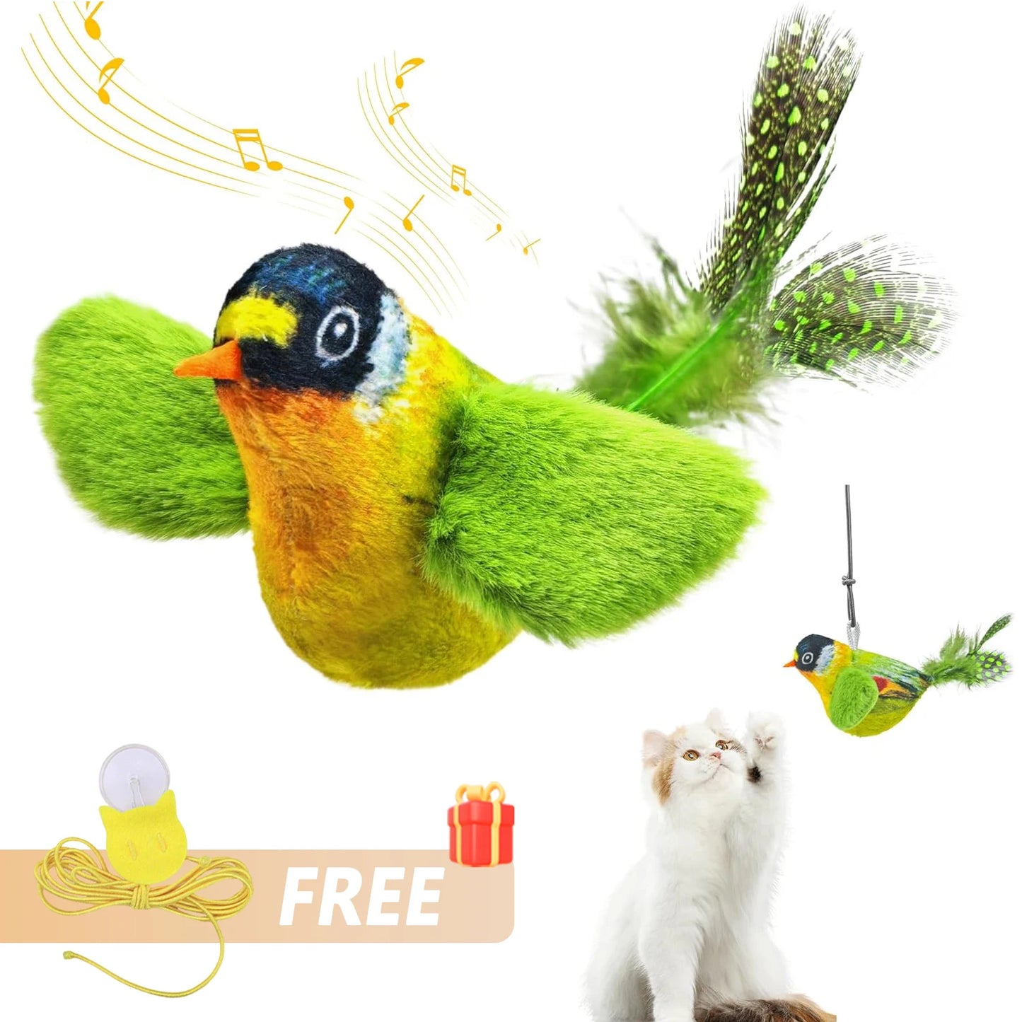 Interactive Cat Toy - Wall Hanging Birds Teaser with Catnip