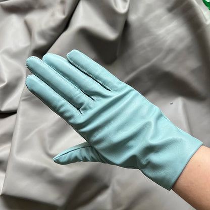 Guantes elegantes de piel de cordero con forro fino para mujer - Piel de oveja auténtica