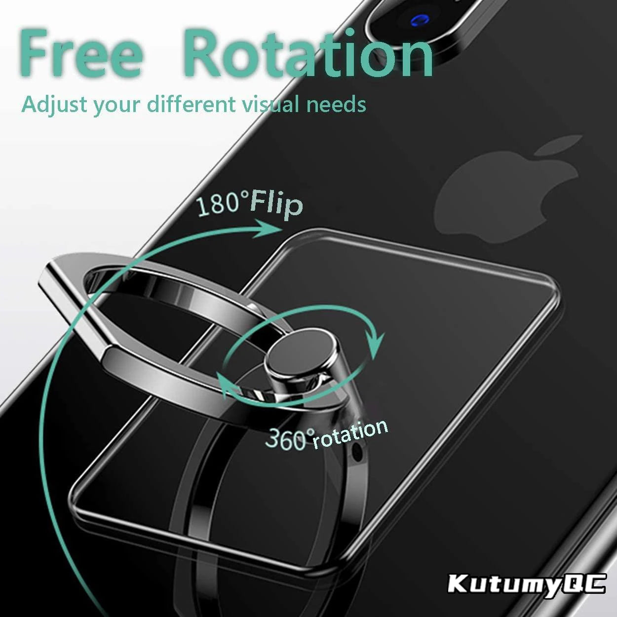 Soporte de anillo para teléfono móvil con rotación de 360 grados, transparente