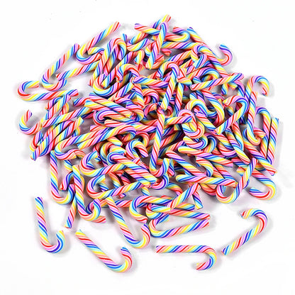 Mini Candy Cane Christmas Decoration - Red White Resin DIY Crafts - Bascora