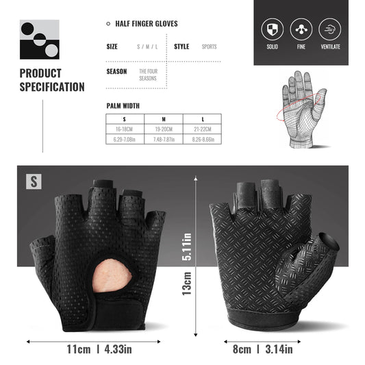 Gym Fitness Gloves For Women - Breathable Half Finger Anti-Slip Gloves