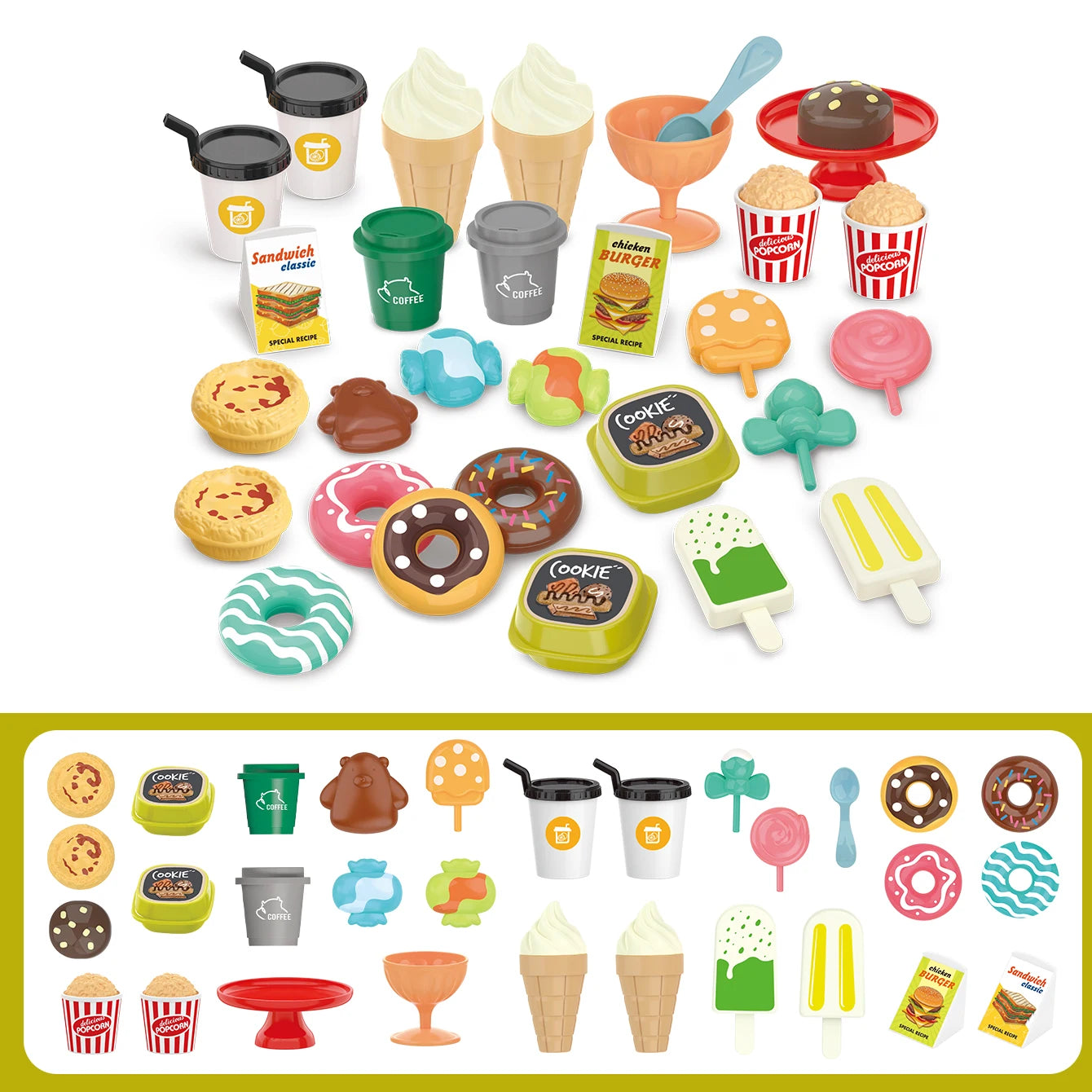 Pretend Play Kitchen Food Toy Set - Barbecue Pizza Sushi Playset