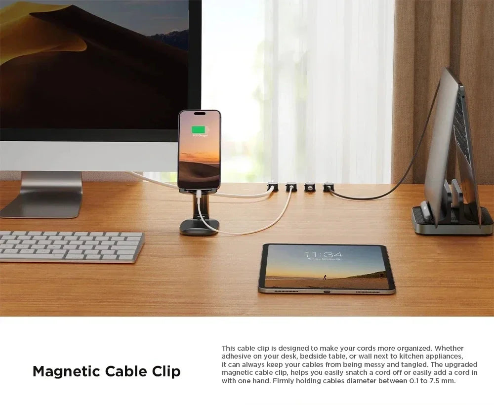 Magnetic Cable Clip & Cord Organiser - Workspace Management Solution