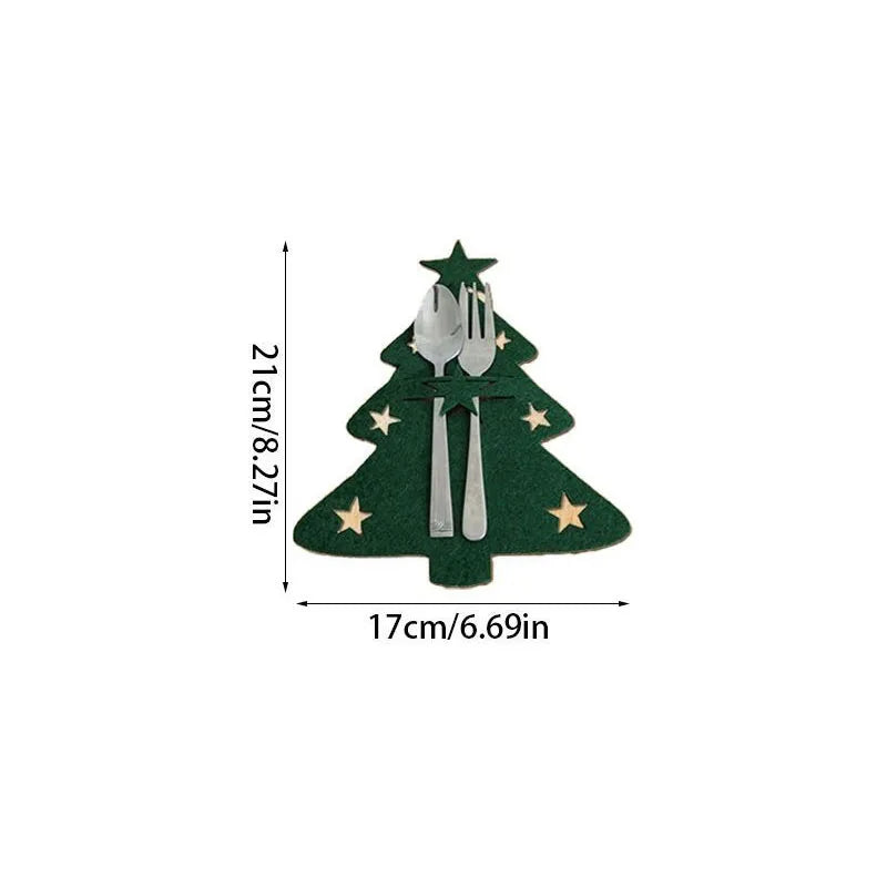 Christmas Cutlery Holder Bag - Santa Hat Fork Knife Sleeves