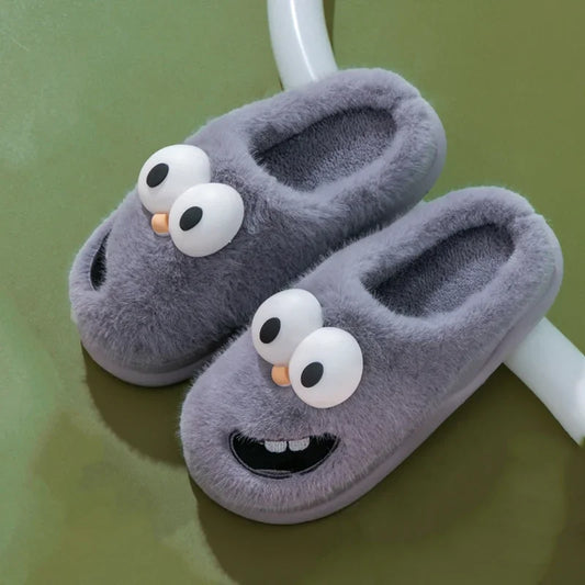 Funny Cartoon Winter Slippers - Men's Platform Slides