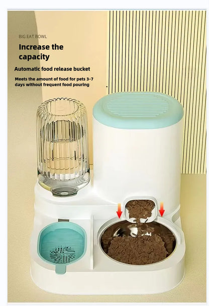 Cat Bowl Automatic Feeder - Integrated Water Dispenser - Bascora