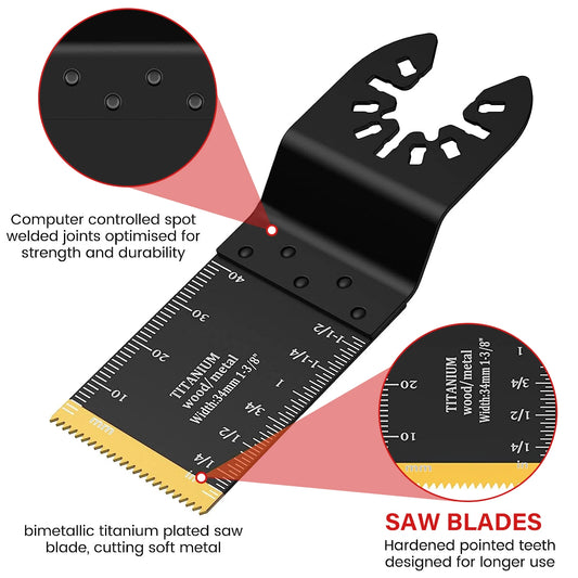 Oscillating Saw Blades - Carbide Tooth Multi-Tool Accessories 5pcs