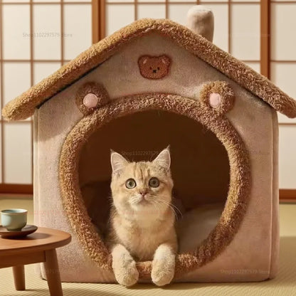 Foldable Washable Pet House - Soft Cave Bed for Small Dogs & Cats