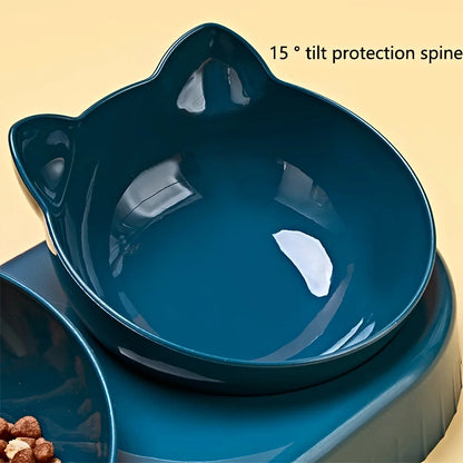 3-in-1 Tilted Pet Bowl Set - Gravity Water Feeder with Neck Protection - Bascora