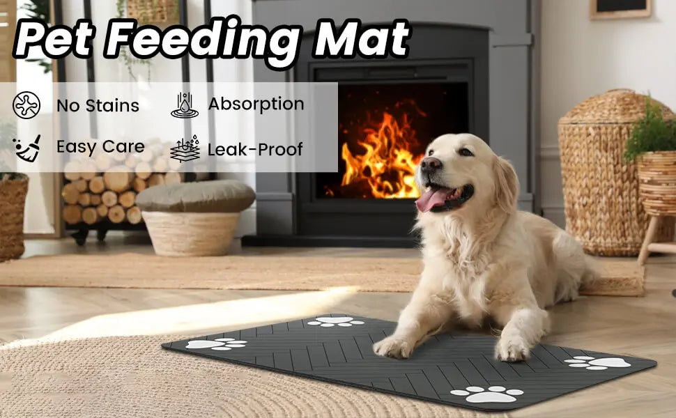 Tapis d'alimentation pour animaux de compagnie - Set de table absorbant et imperméable pour gamelles de nourriture et d'eau