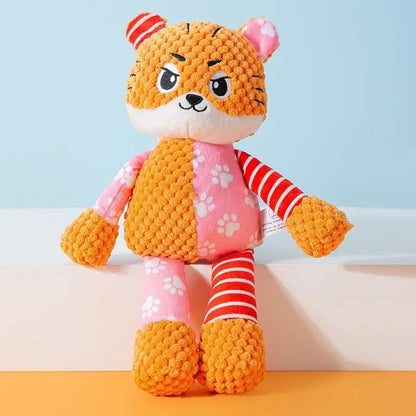 Pet Plush Puzzle Toy - Interactive Squeaky Animal Toy with Teeth Cleaning - Bascora