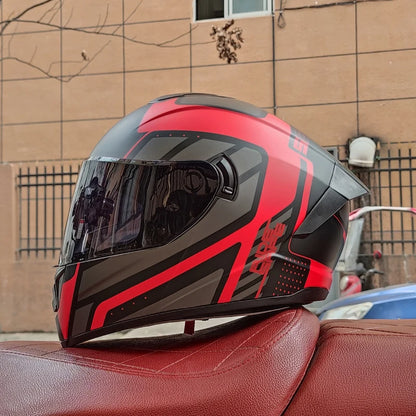 Full Face Racing Motorcycle Helmet - Winter Warm Double Visor - Bascora