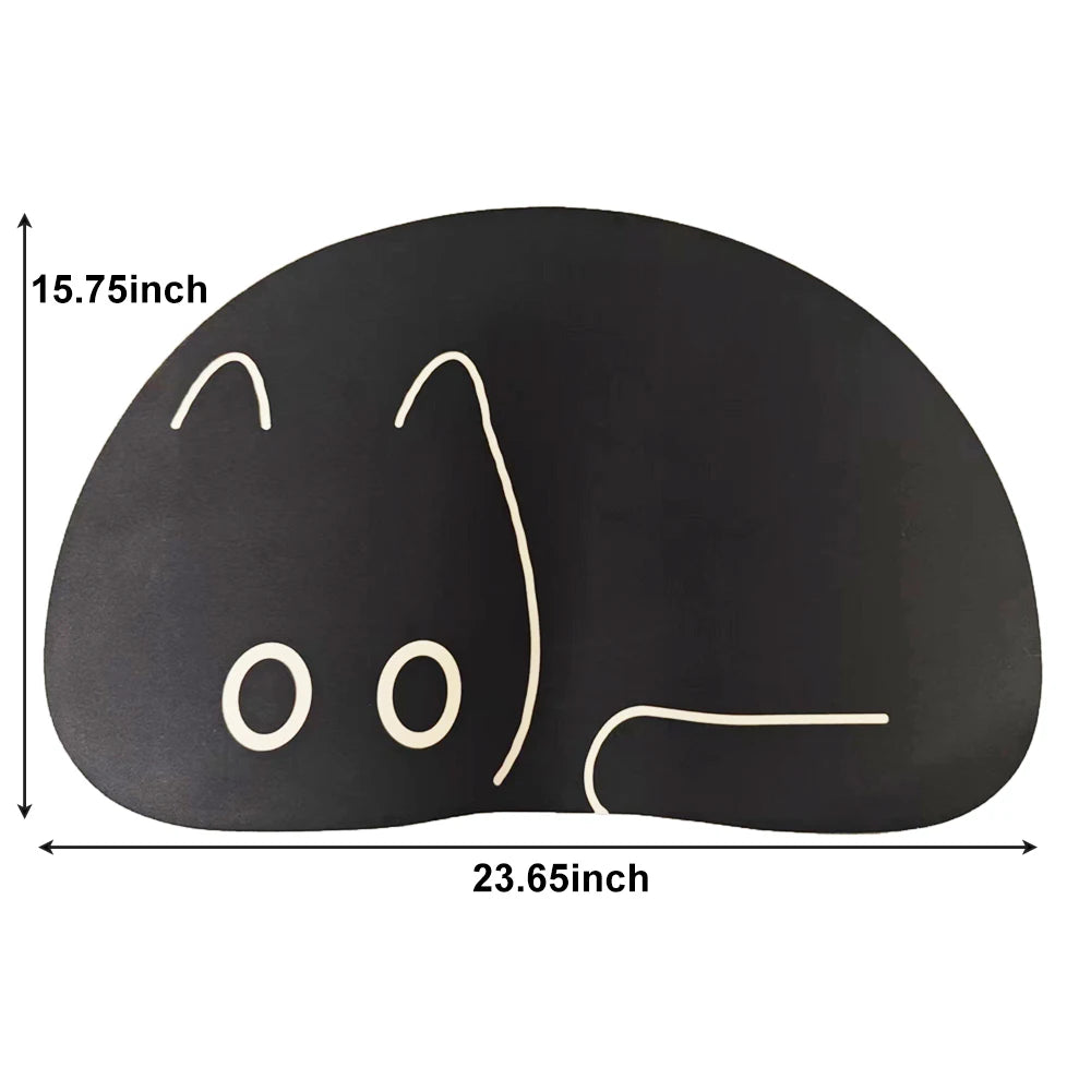 Cat-Themed Diatomaceous Earth Bath Mat - Black Cartoon Design