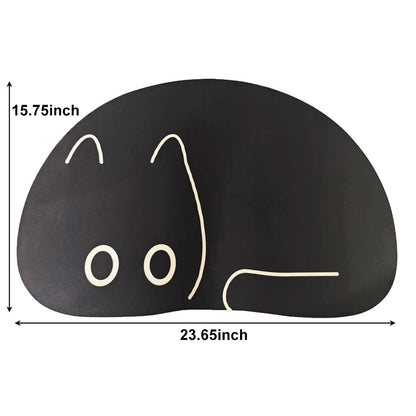 Cat-Themed Diatomaceous Earth Bath Mat - Black Cartoon Design - Bascora