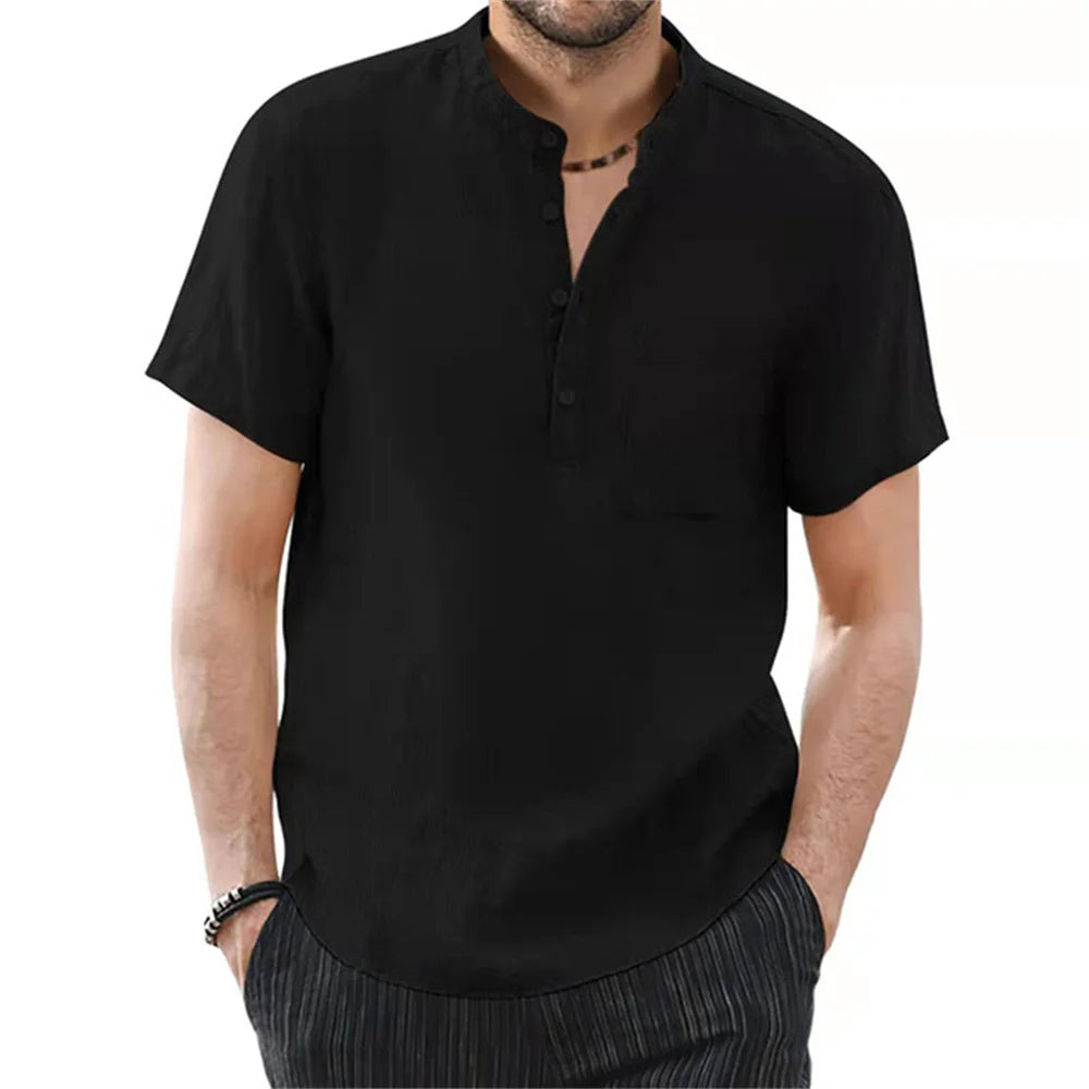 Men's Cotton Linen T-Shirt - Breathable Summer Casual Wear