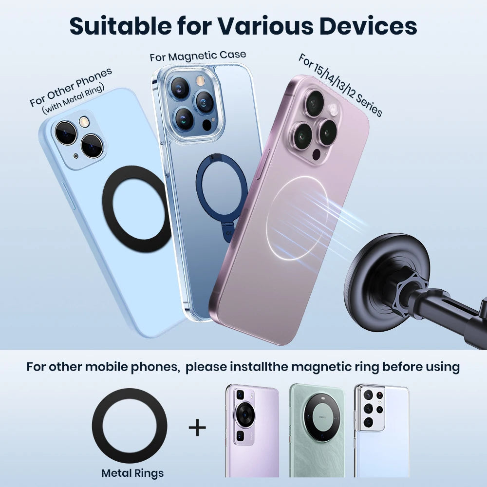 Mag-Safe Car Phone Holder | Magnetic Phone Car Mount for Windshield and Dashboard