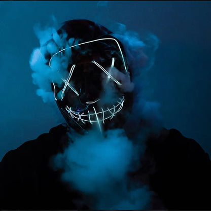 Wireless Neon LED Purge Mask - Glow in Dark Halloween Mask - Bascora
