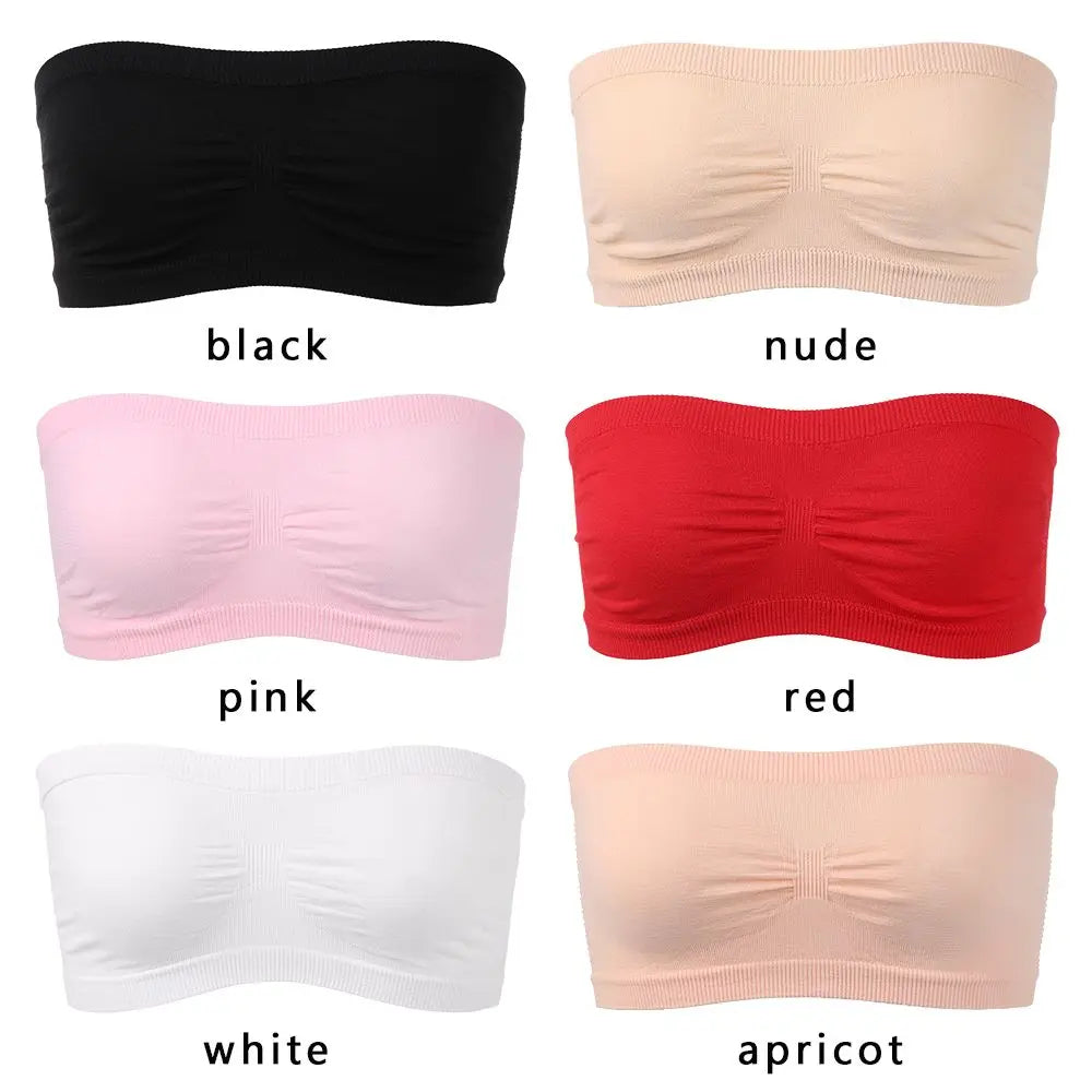Women's High Elastic Sports Bra - Seamless Strapless Tube Top